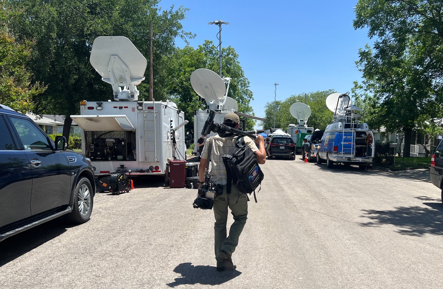 Three weeks after the tragedy at Robb Elementary School in Uvalde, Texas, TV, radio and print journalists were still in the community, determined to tell their stories. (Photo courtesy of KSAT/KSAT.com)